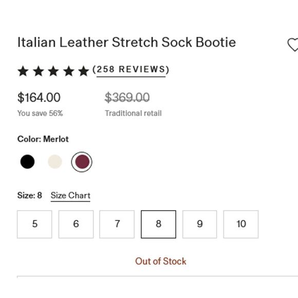 Italian Leather Stretch Sock Bootie Merlot Size 8 NWT - Picture 6 of 6